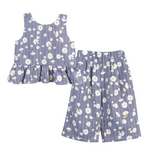 Conjunto Azul floral para niñas