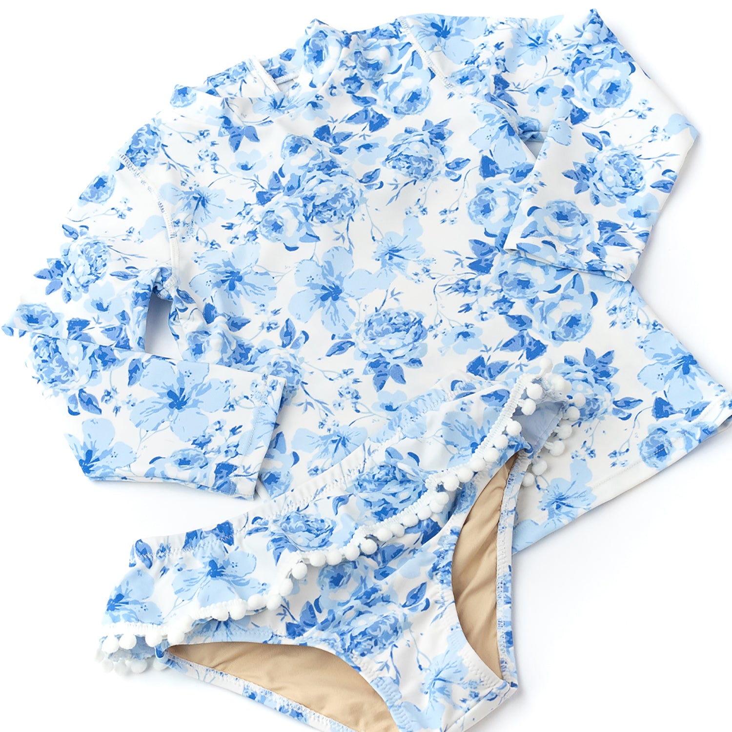 TRAJE DE BAÑO 2 PIEZAS MANGA LARGA AZUL