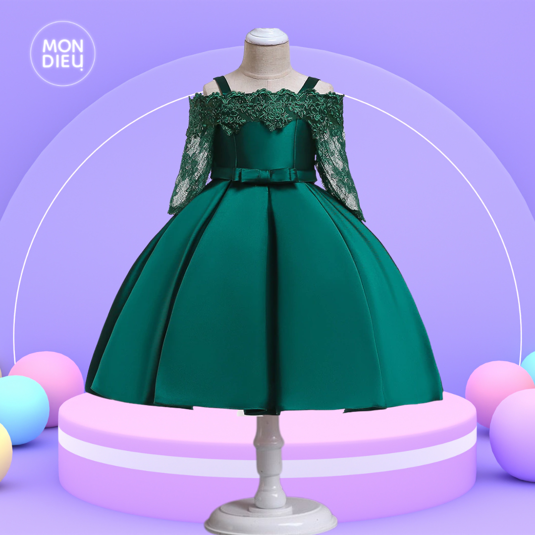 Vestido Madelin color verde para niñas