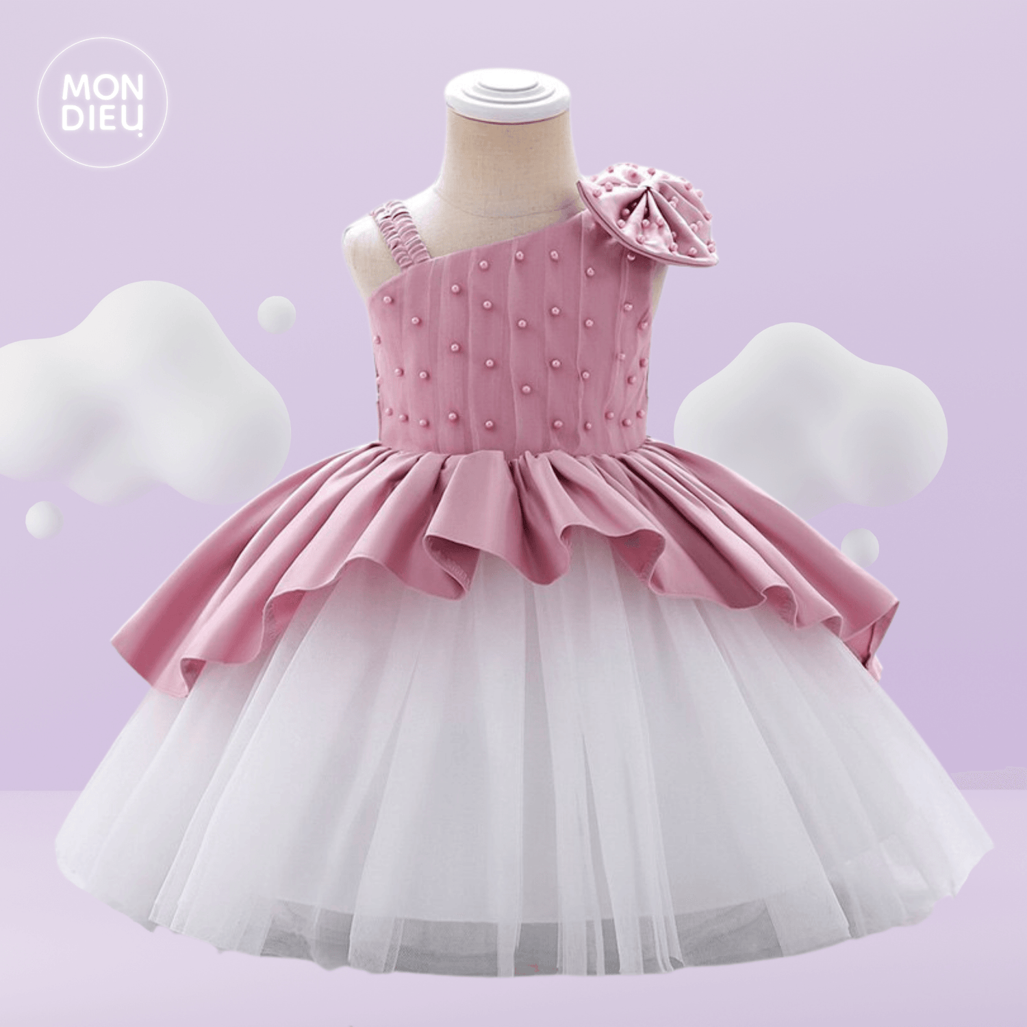 Vestido Paulina color rosa fuerte para niñas Mon Dieu!