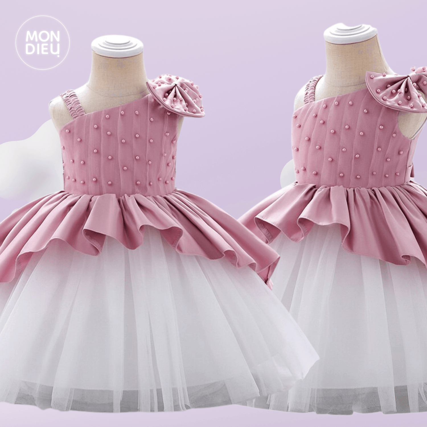 Vestido Paulina color rosa fuerte para niñas Mon Dieu!