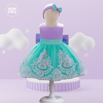 Vestido Marie color morado con verde para niñas