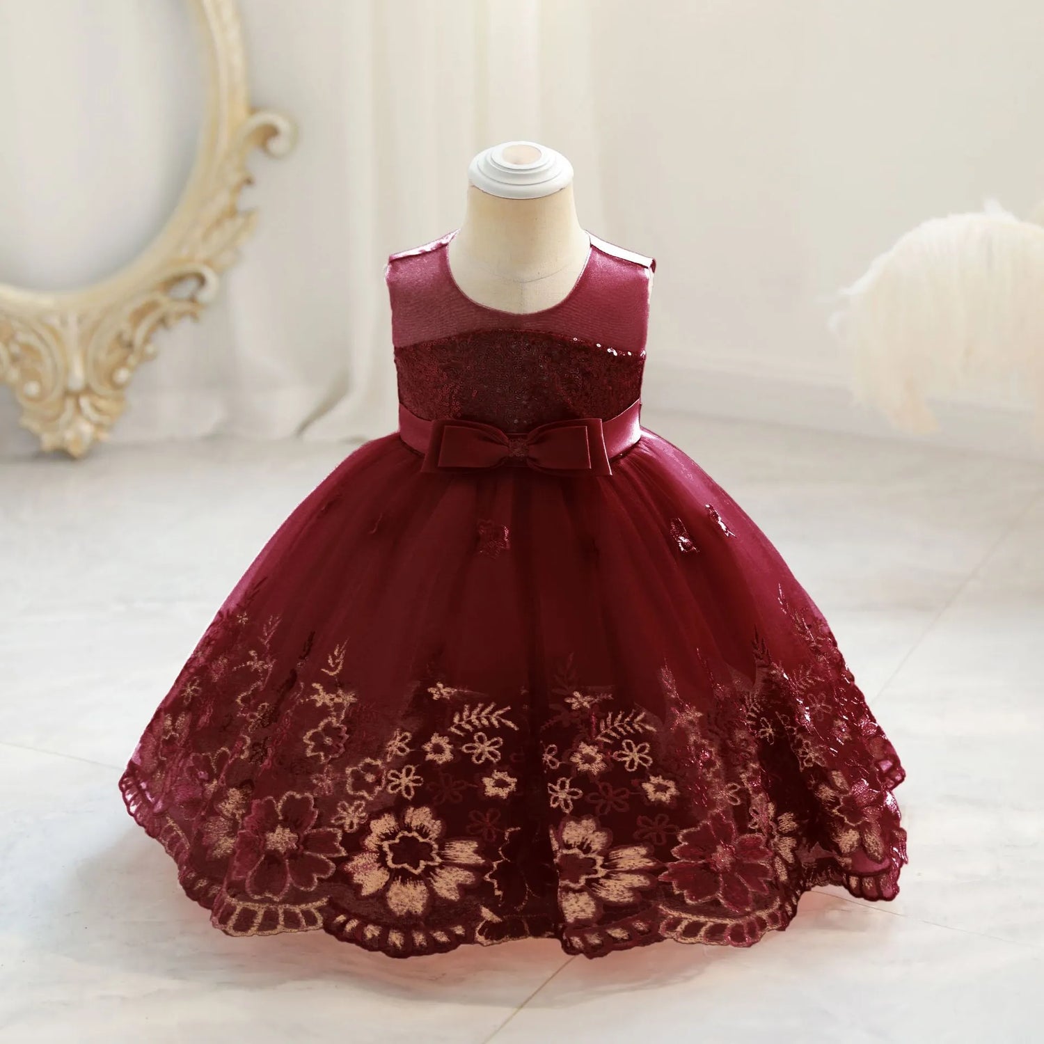 Vestido Tamara color tinto para niñas