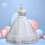 Vestido Anastasia color plata para niñas Mon Dieu!