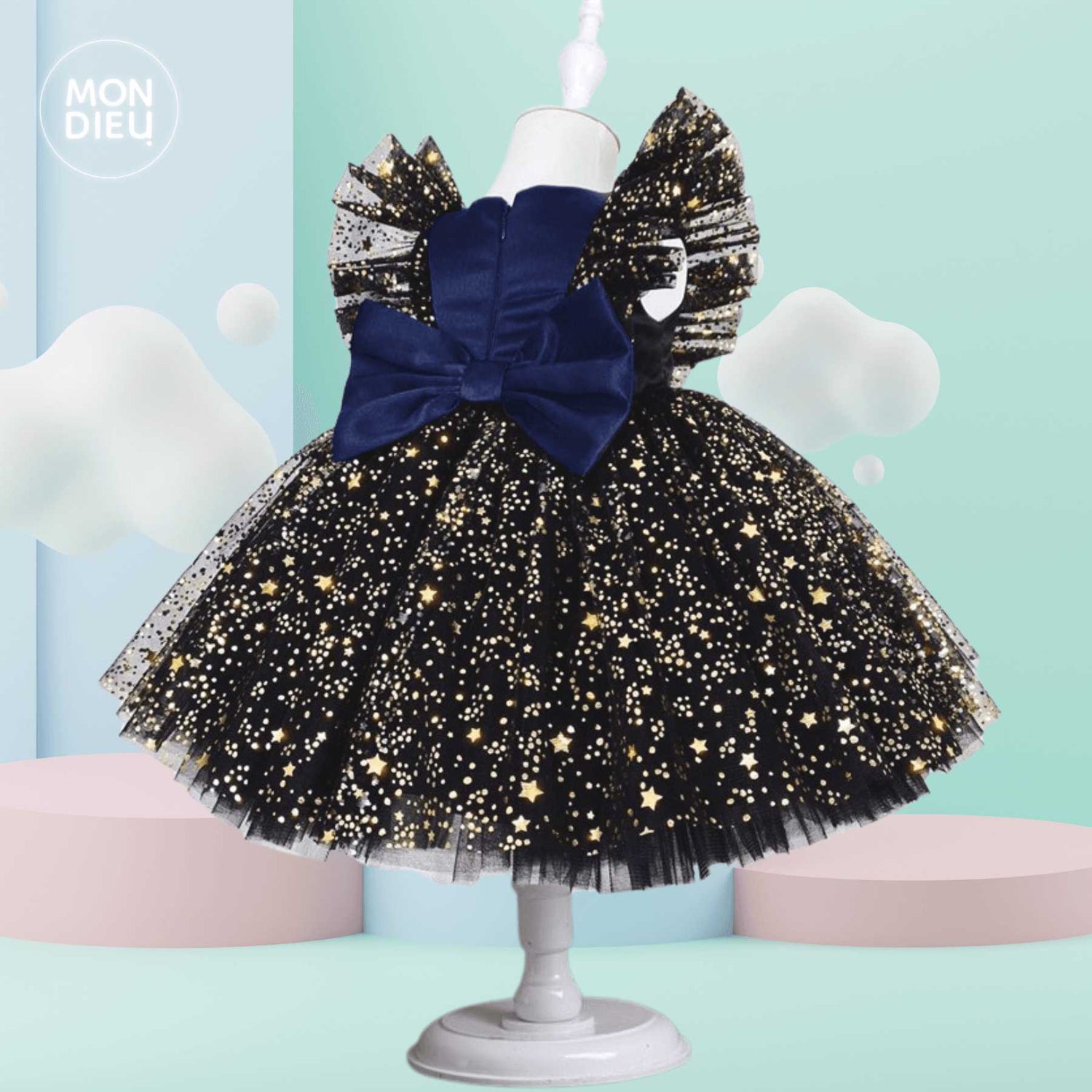 Vestido Juliett color azul para niñas Mon Dieu!