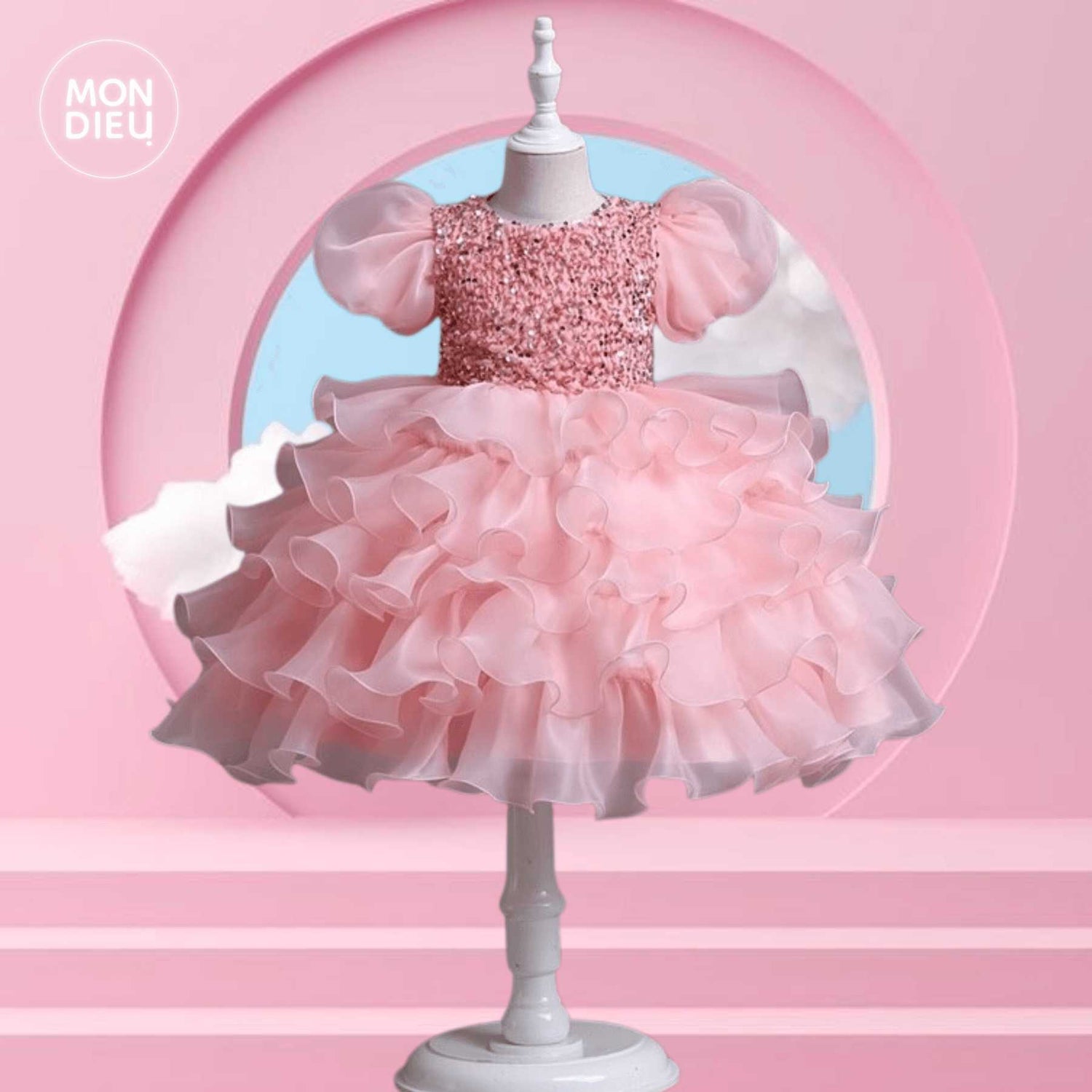 Vestido Lizzy color rosa para niñas Mon Dieu!