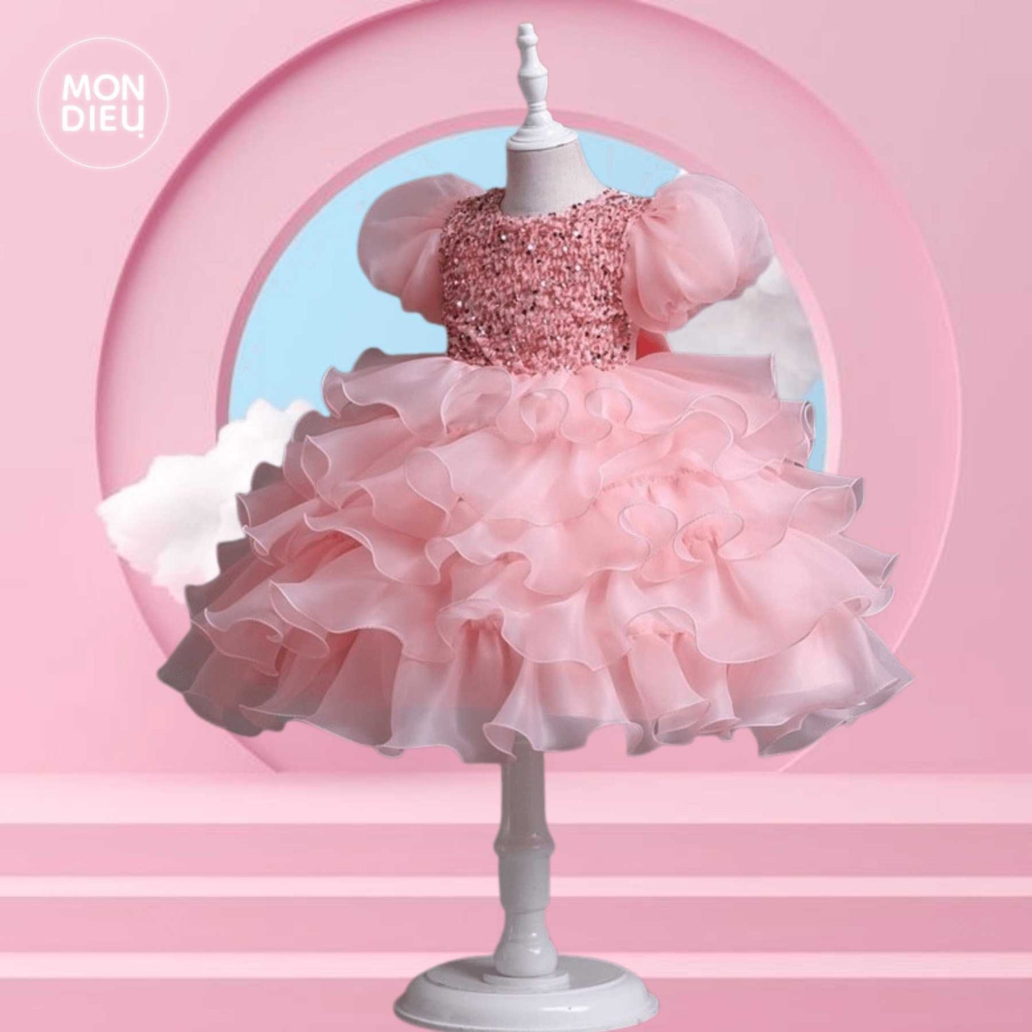 Vestido Lizzy color rosa para niñas Mon Dieu!