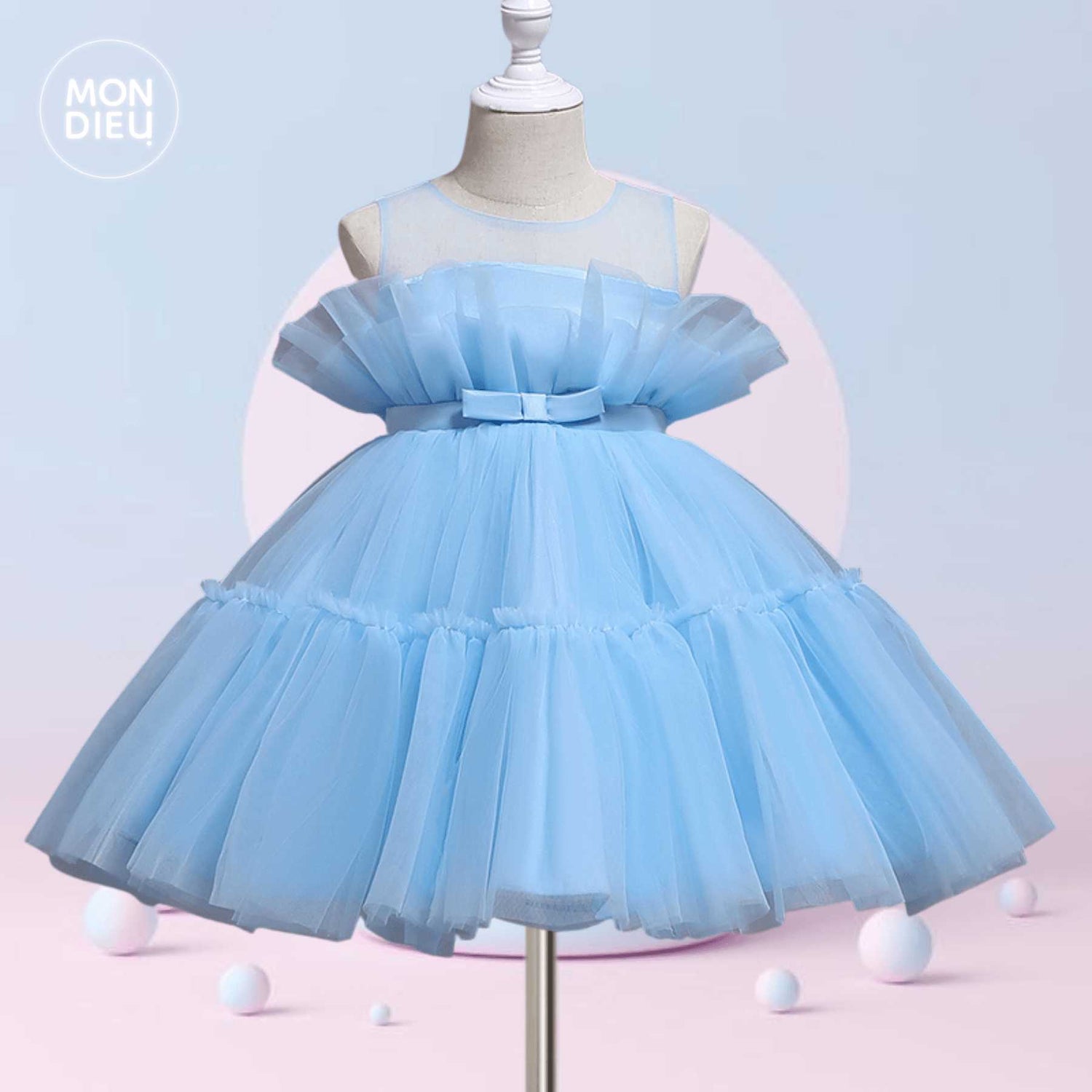 Vestido Odette color azul para niñas Mon Dieu!