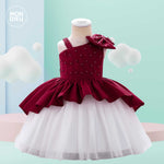 Vestido Paulina color tinto para niñas Mon Dieu!