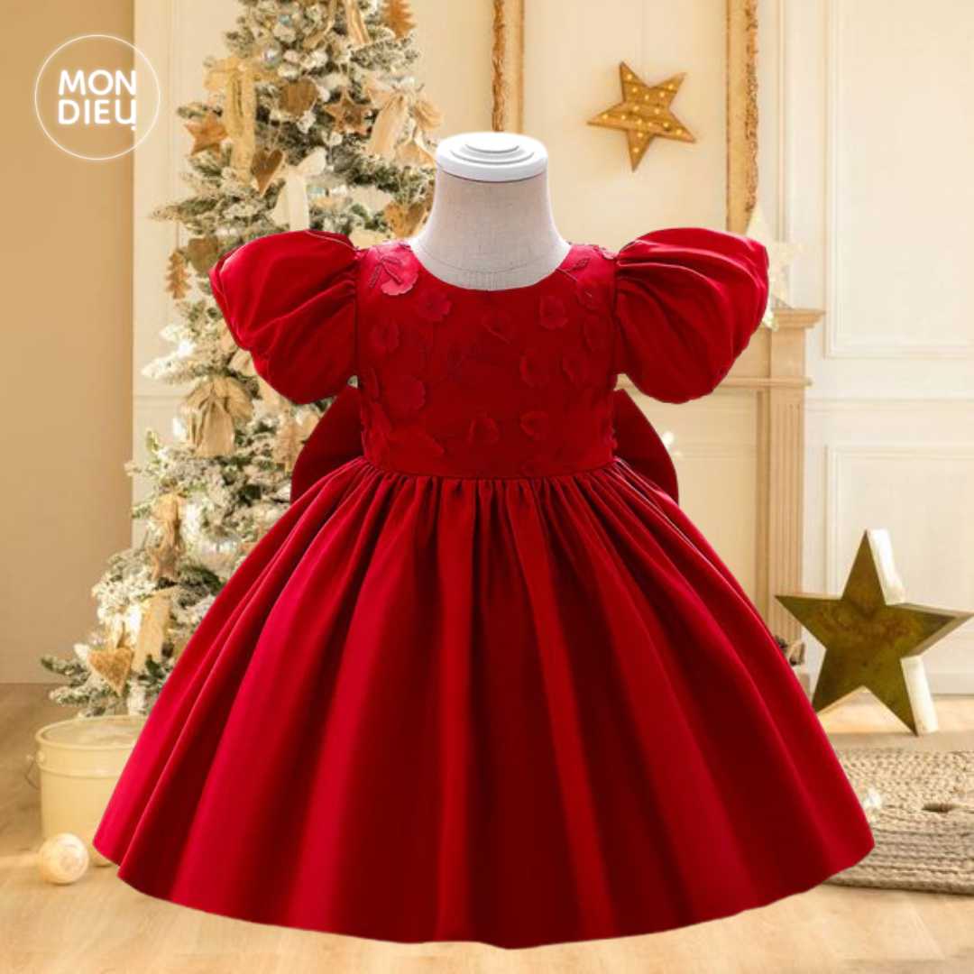 Vestido Saanvi color rojo para niñas Mon Dieu!