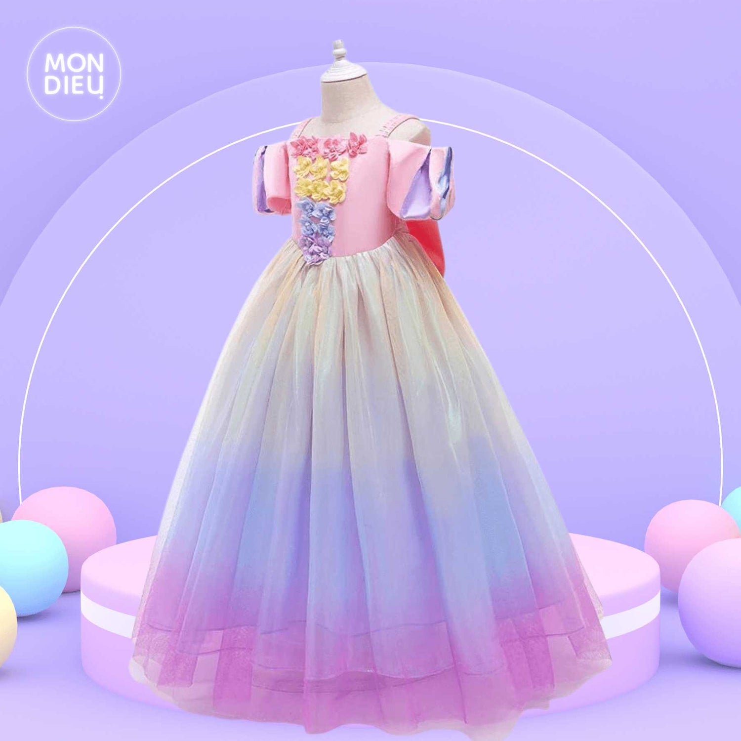 Vestido keitlyn color rosa para niñas Mon Dieu!