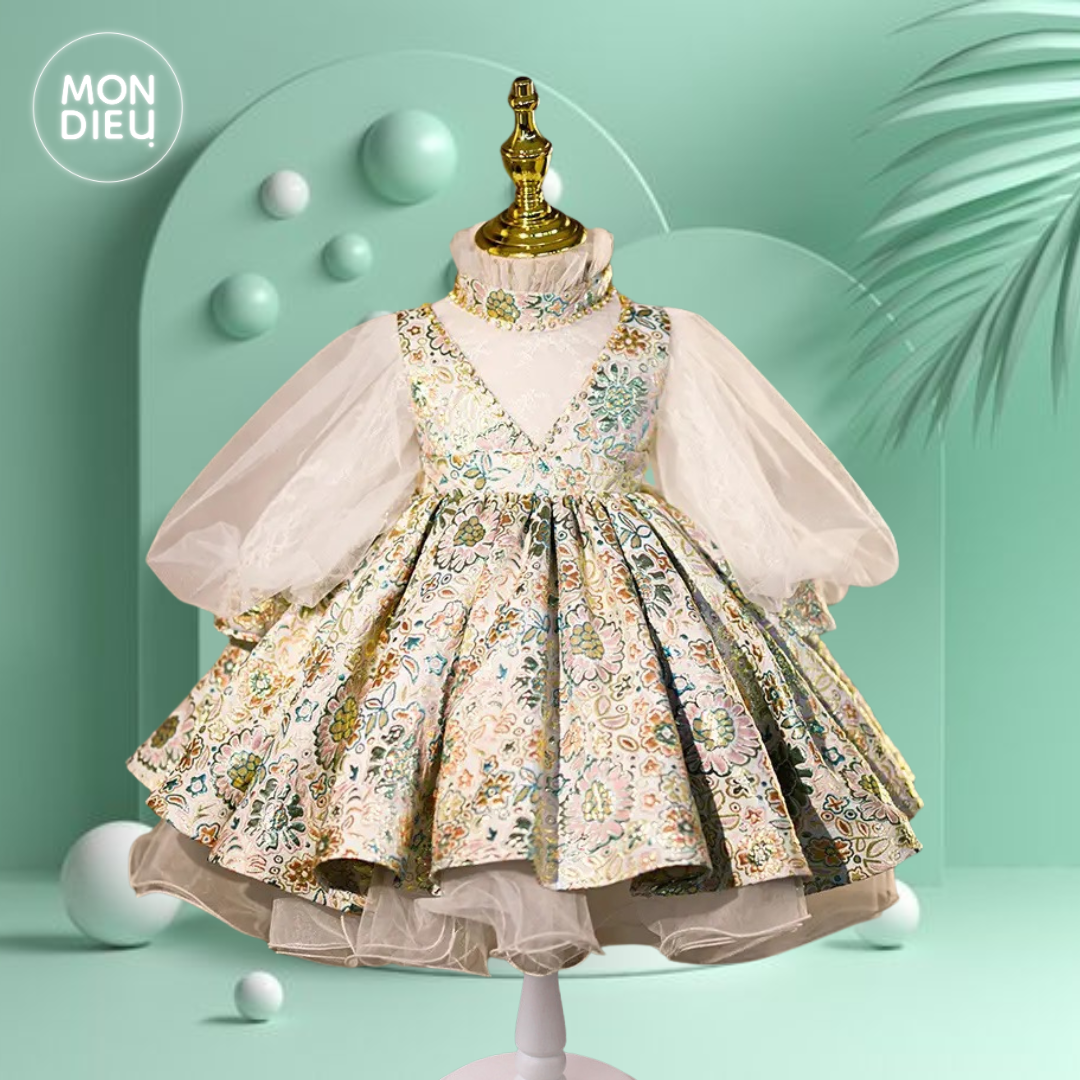 Vestido Esmeralda color dorado para niñas