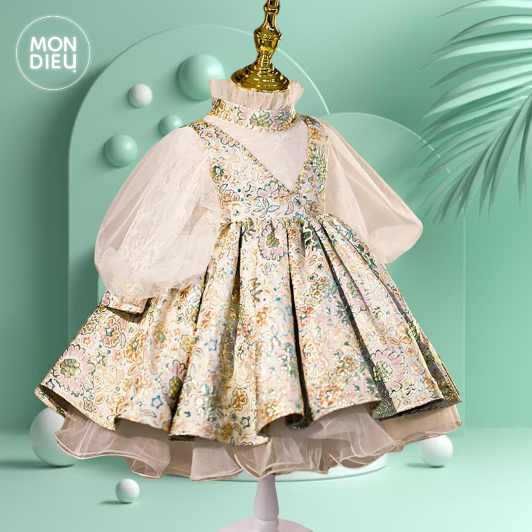 Vestido Esmeralda color dorado para niñas