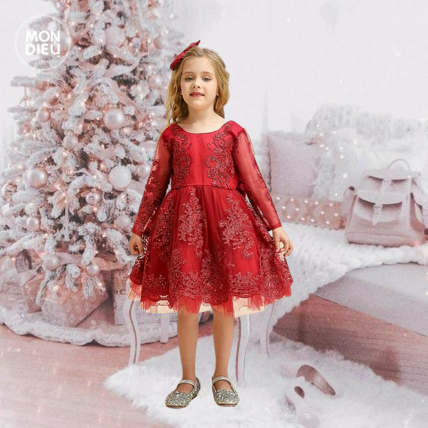 Vestido Maybelline color tinto para niñas Mon Dieu!