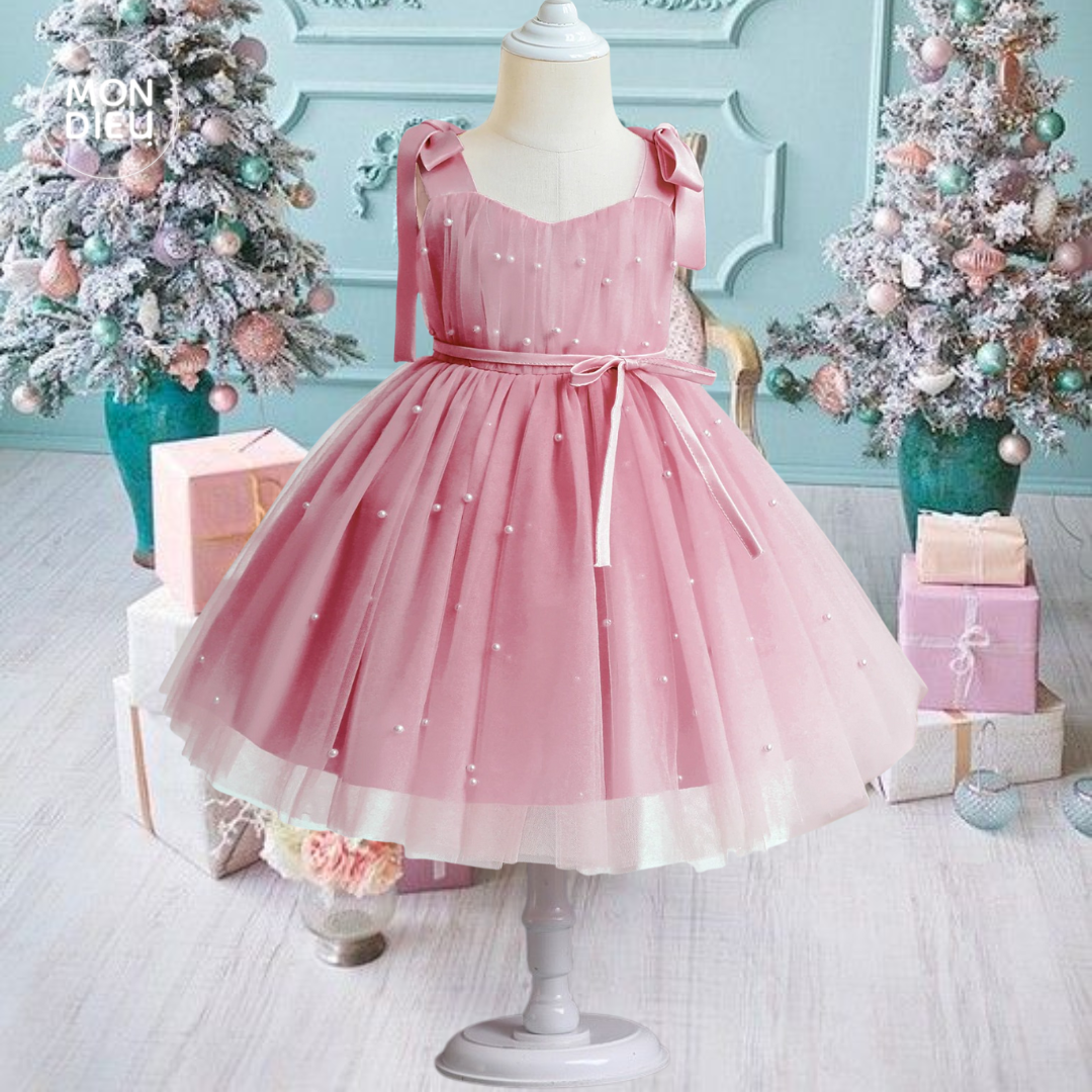 Vestido Charlotte color rosa para niñas Mon Dieu!
