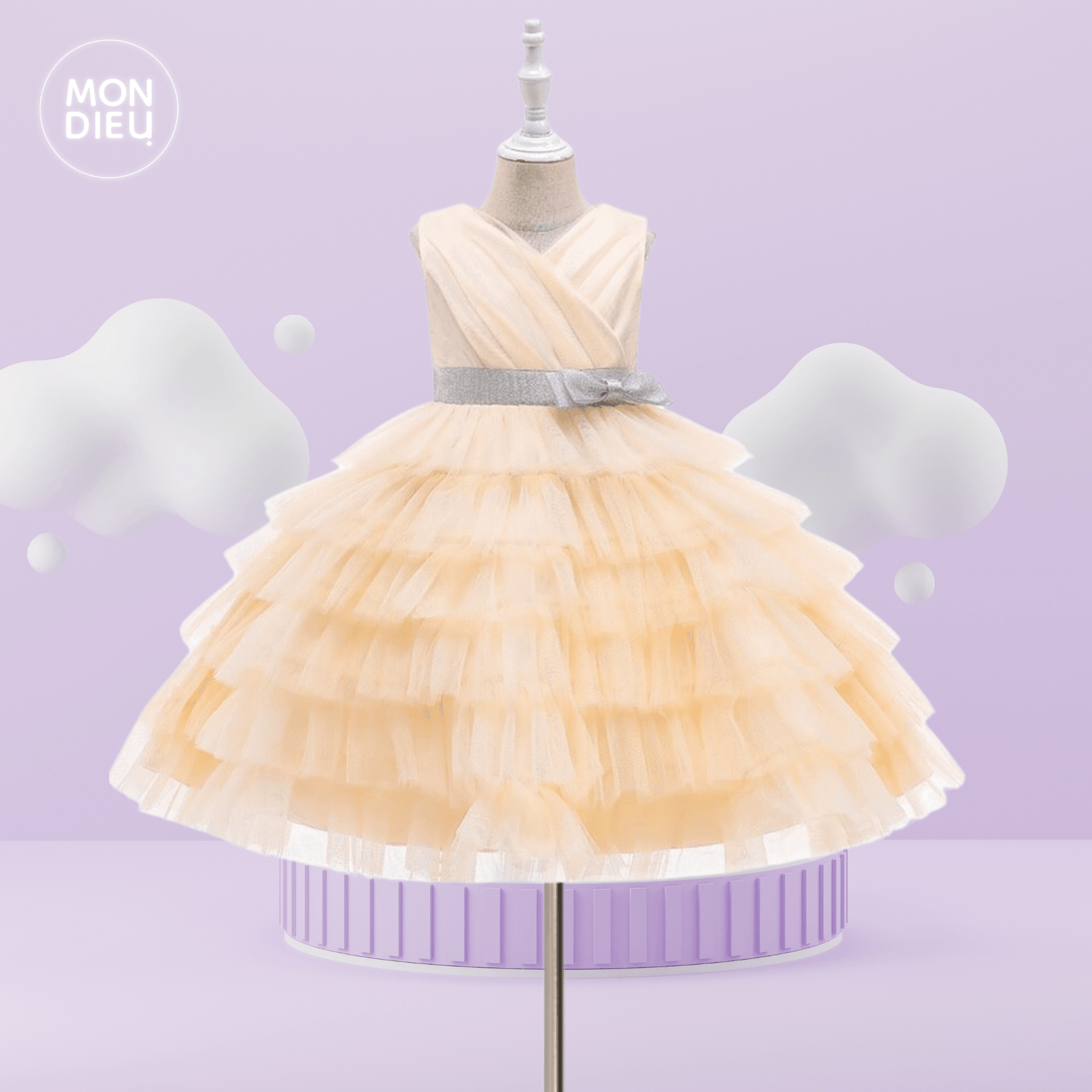 Vestido Irenka color beige para niñas Mon Dieu!