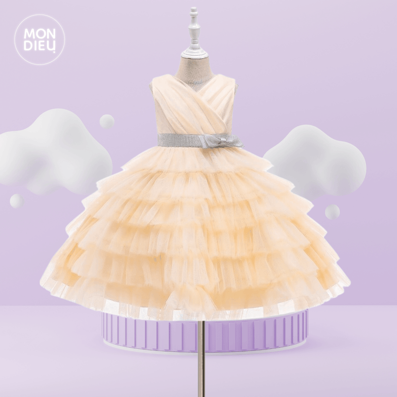Vestido Irenka color beige para niñas Mon Dieu!