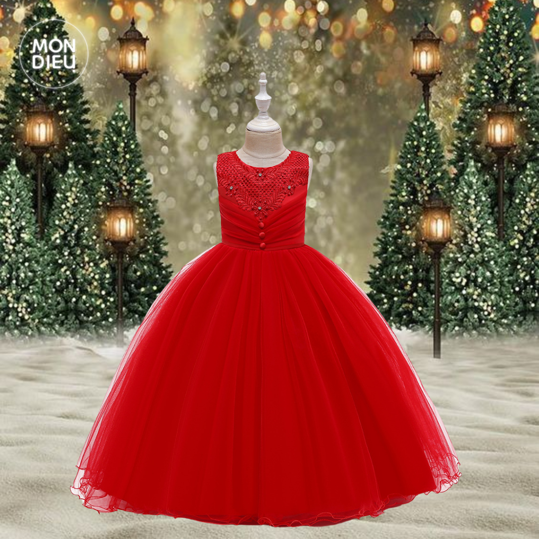 Vestido luisa color rojo para niñas Mon Dieu!