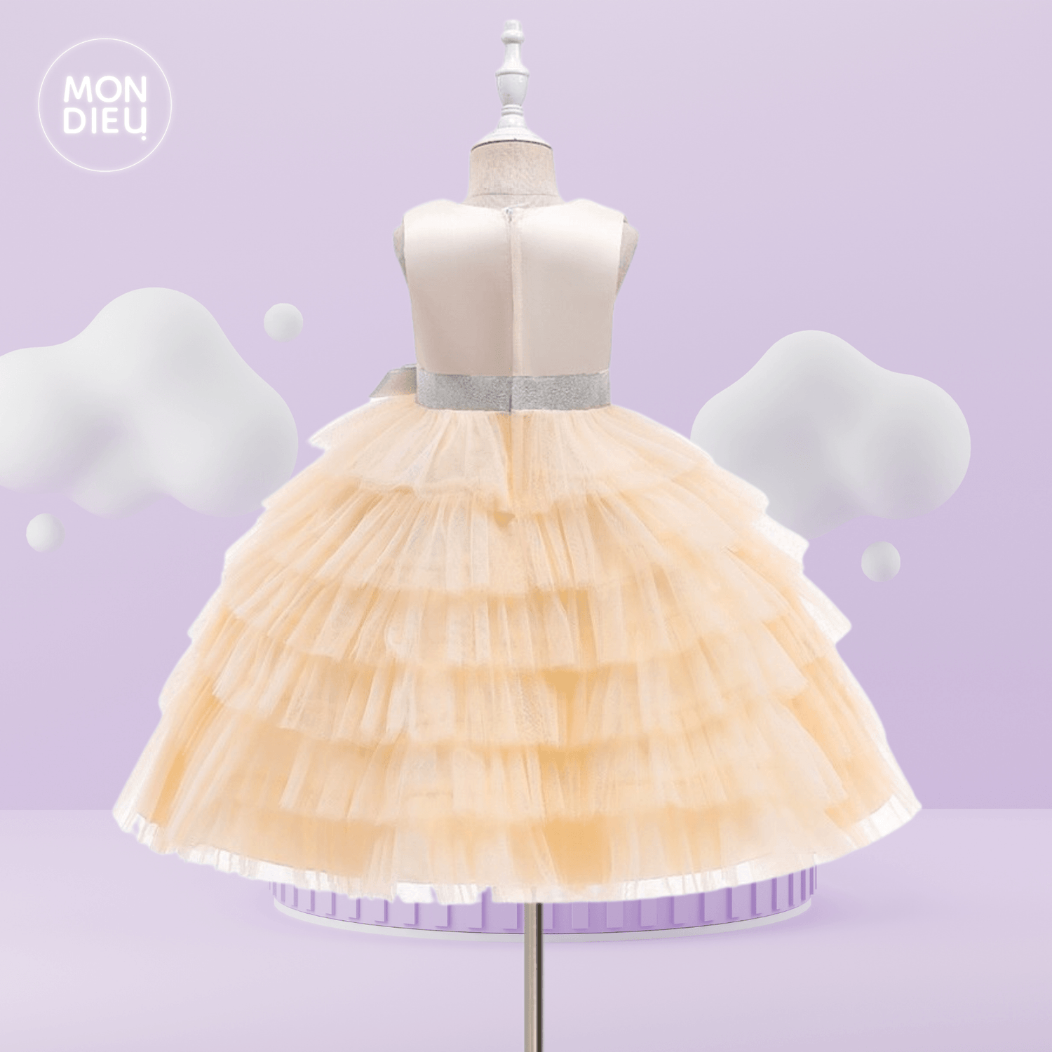 Vestido Irenka color beige para niñas Mon Dieu!
