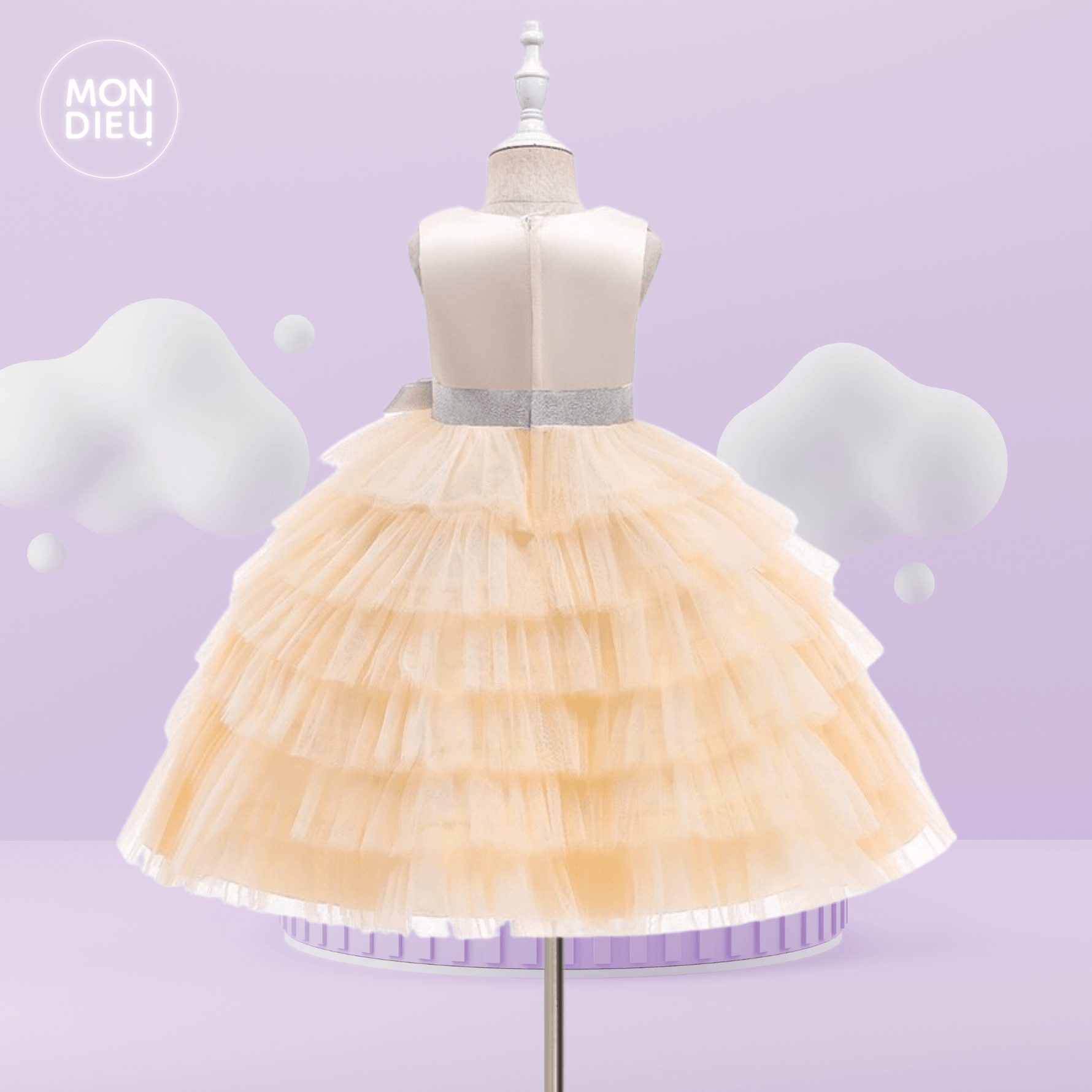 Vestido Irenka color beige para niñas Mon Dieu!