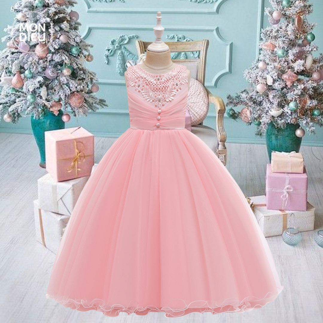 Vestido luisa color rosa para niñas Mon Dieu!