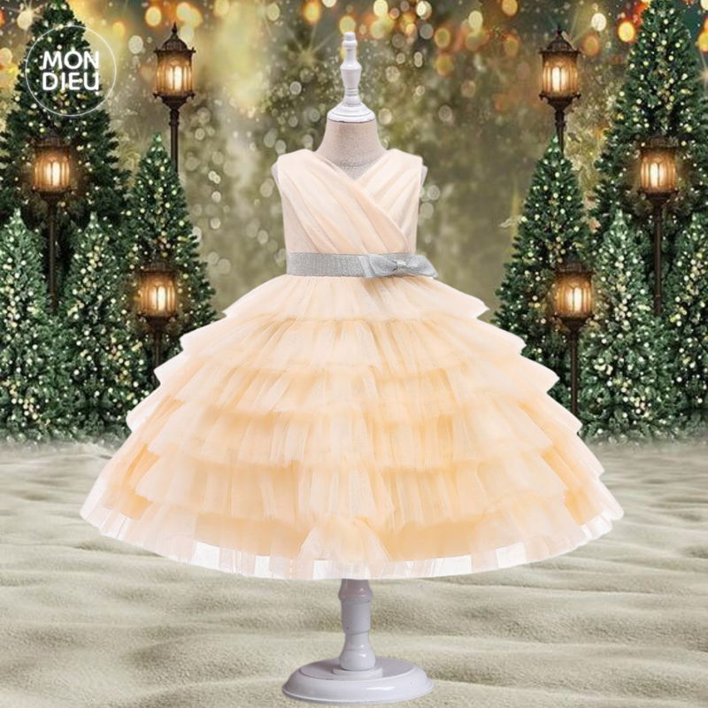 Vestido Irenka color beige para niñas Mon Dieu!