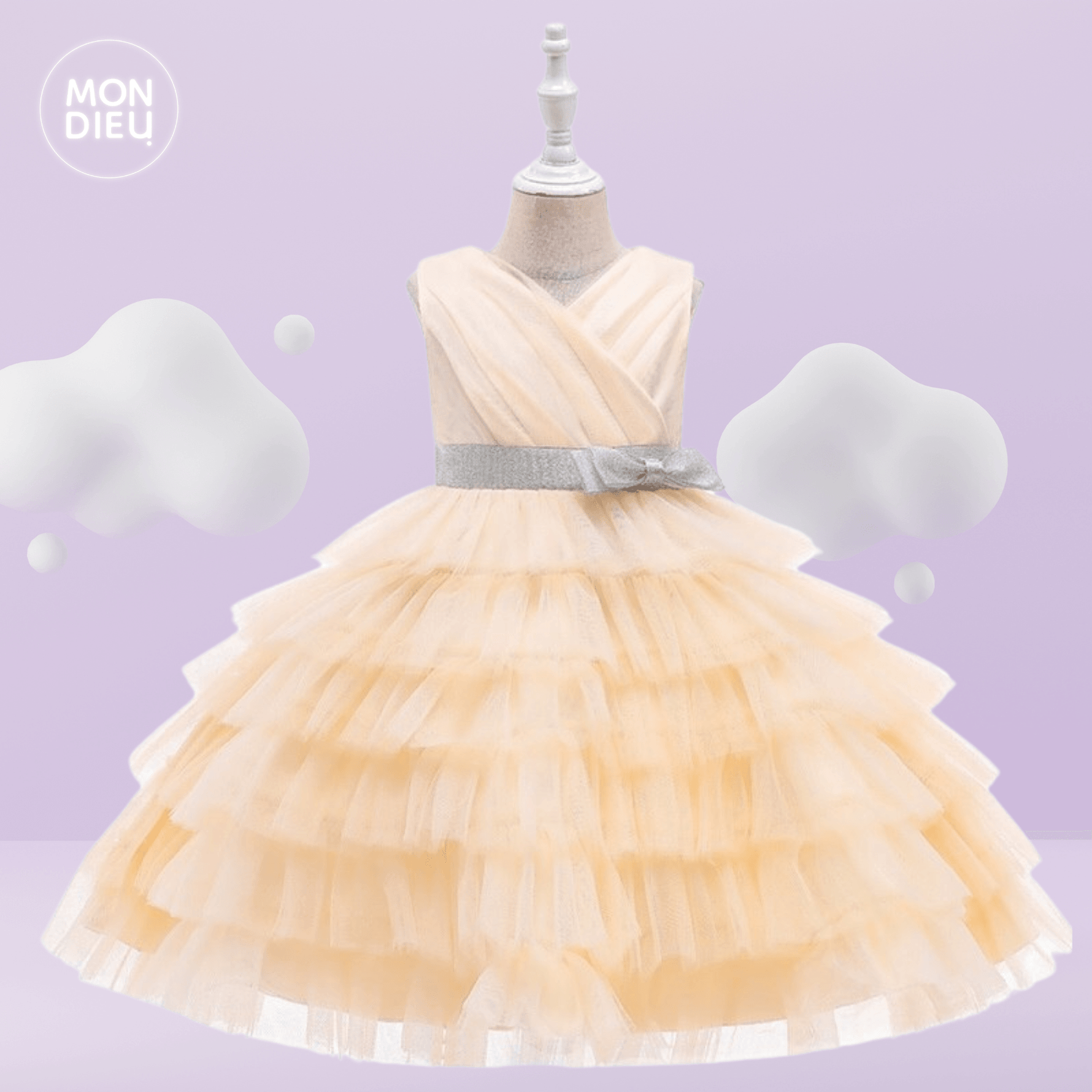 Vestido Irenka color beige para niñas Mon Dieu!