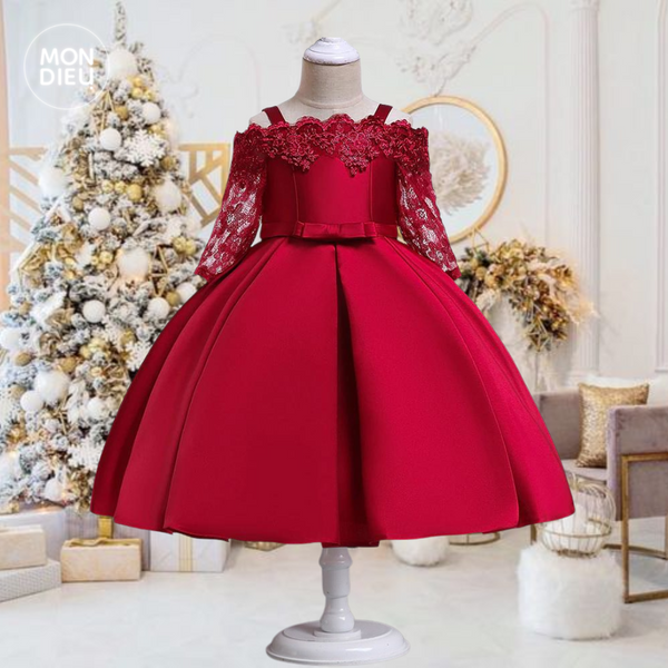 Vestido Madelin color rojo para niñas Mon Dieu!