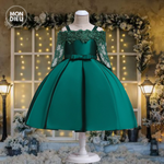 Vestido Madelin color verde para niñas Mon Dieu!