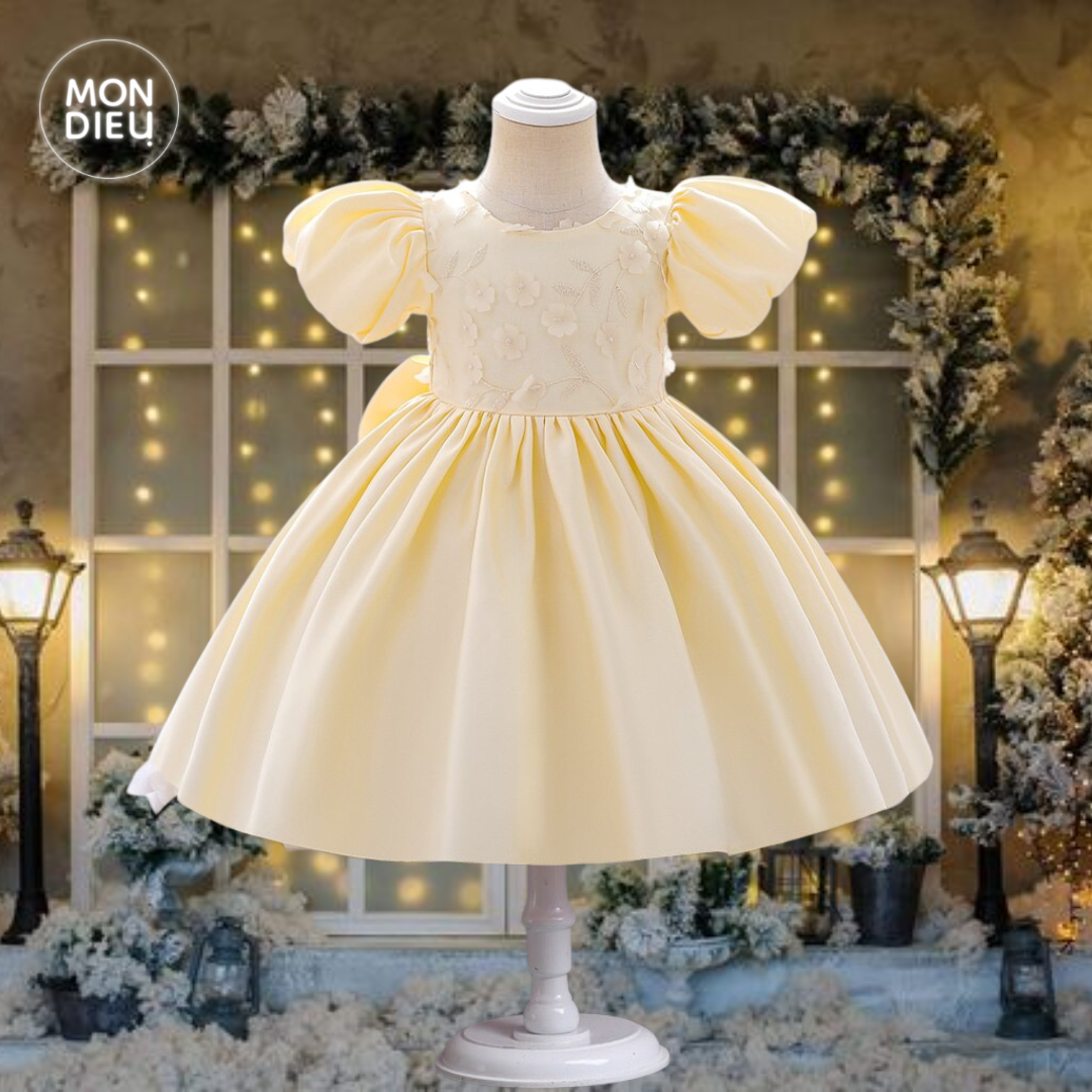 Vestido Saanvi color beige para niñas Mon Dieu!