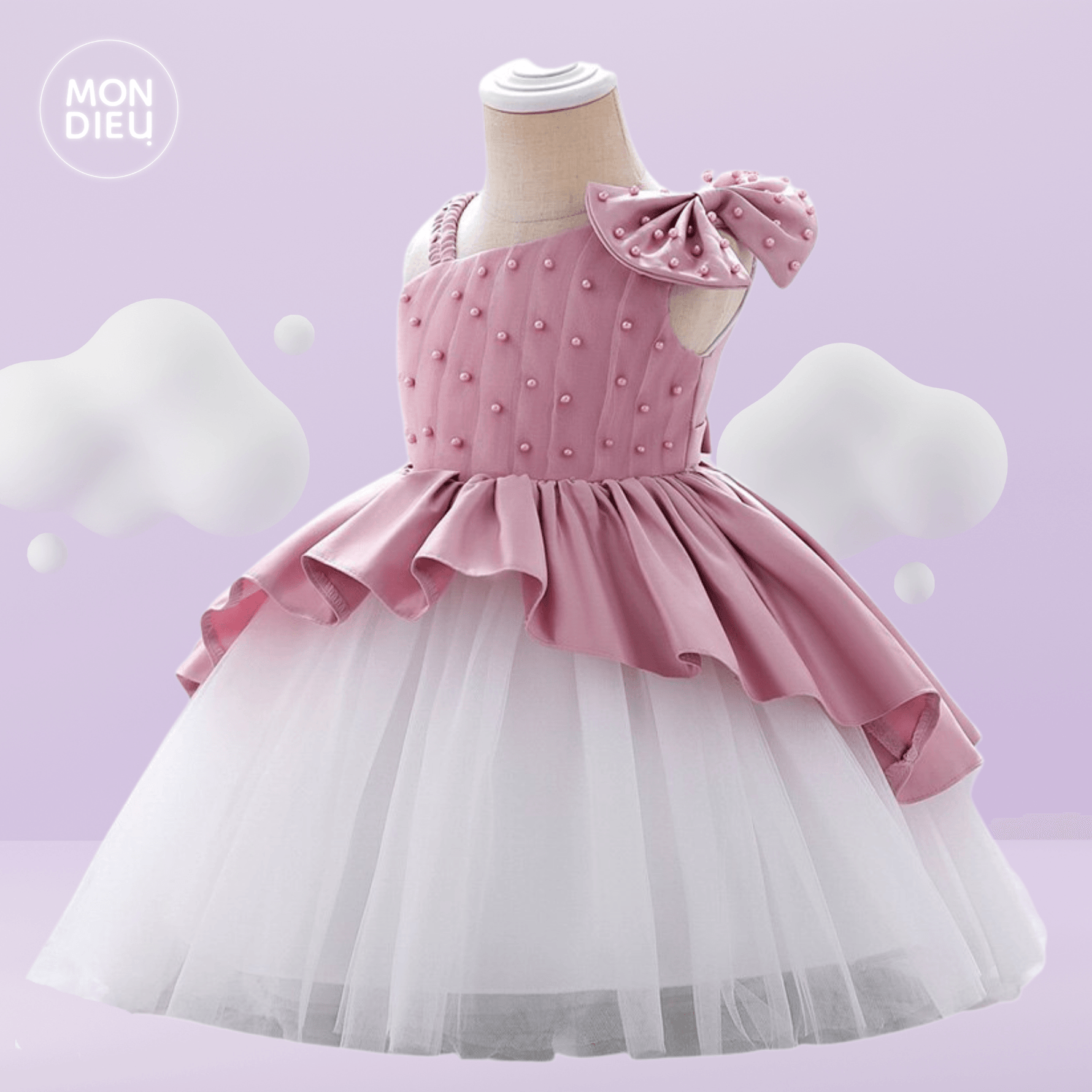 Vestido Paulina color rosa fuerte para niñas Mon Dieu!