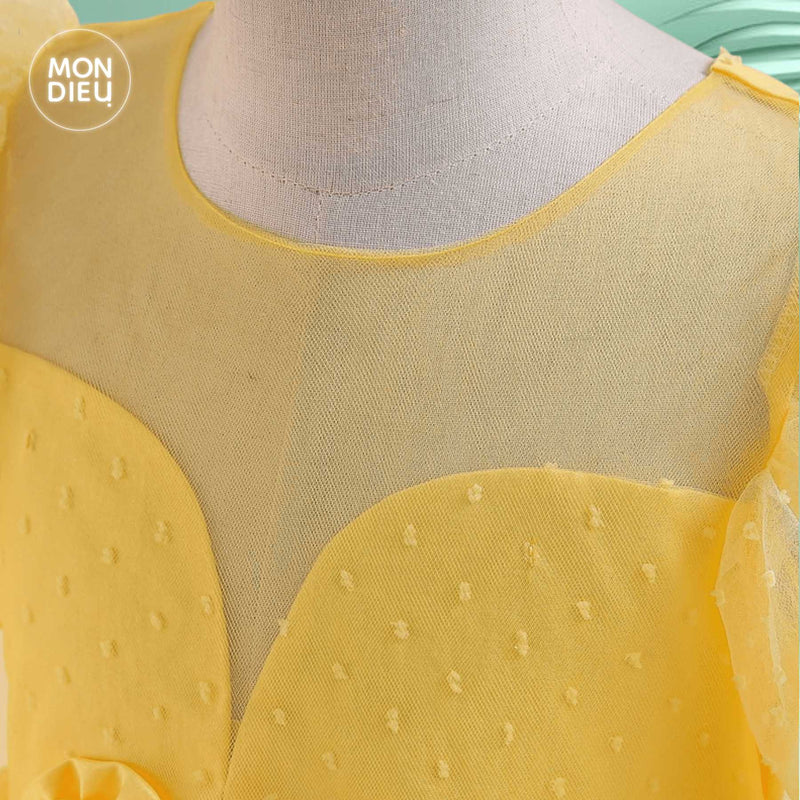 Vestido Amber color amarillo para niñas Mon Dieu!