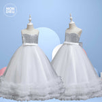 Vestido Anastasia color plata para niñas Mon Dieu!