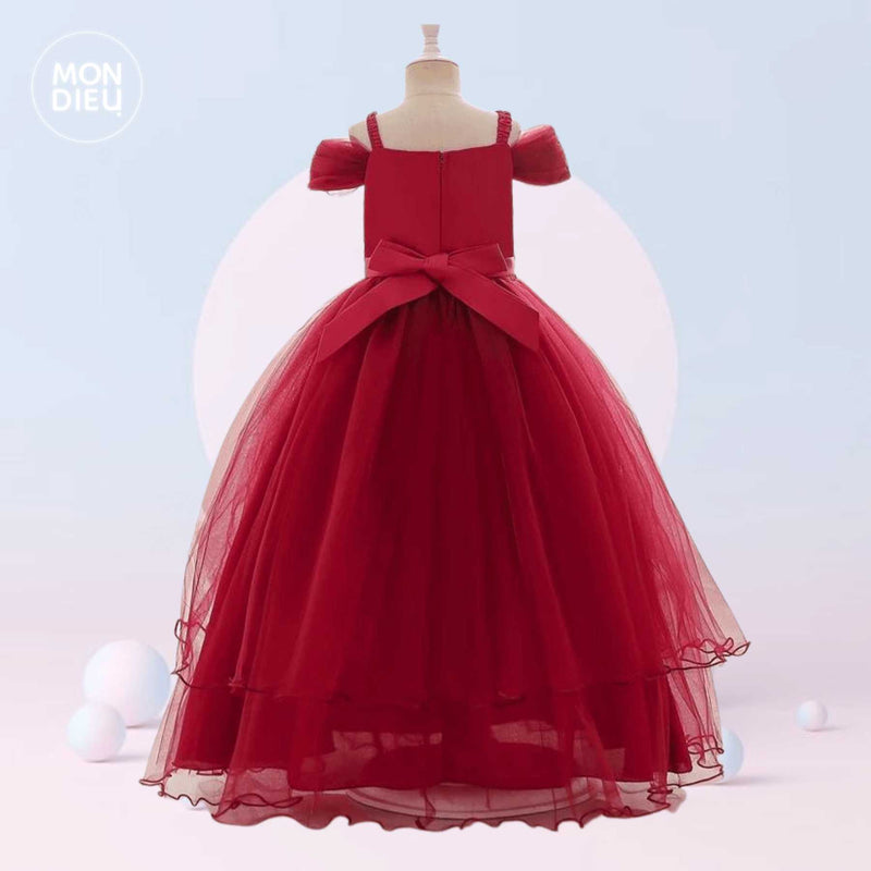Vestido Catalina color rojo para niñas Mon Dieu!