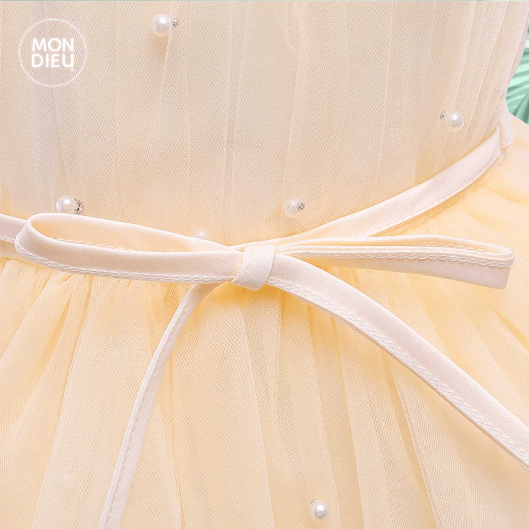 Vestido Charlotte color beige para niñas Mon Dieu!