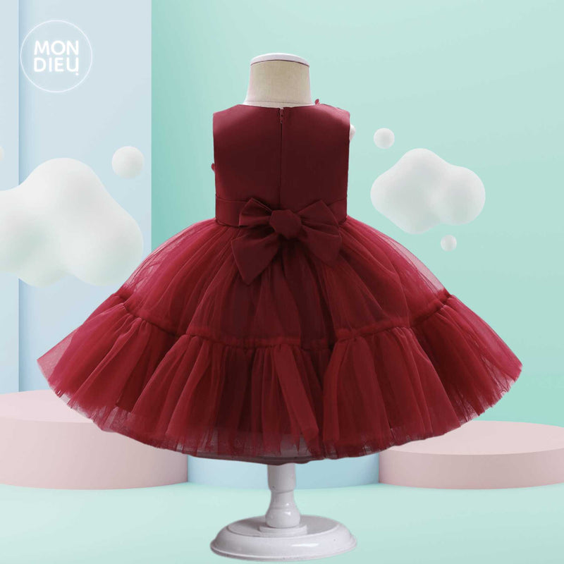 Vestido Chloe color tinto para niñas Mon Dieu!