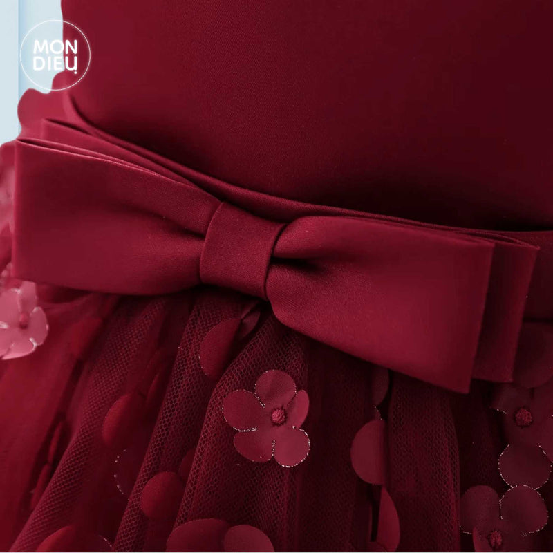 Vestido Chloe color tinto para niñas Mon Dieu!