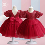 Vestido Ciara color tinto para niñas Mon Dieu!