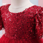 Vestido Ciara color tinto para niñas Mon Dieu!