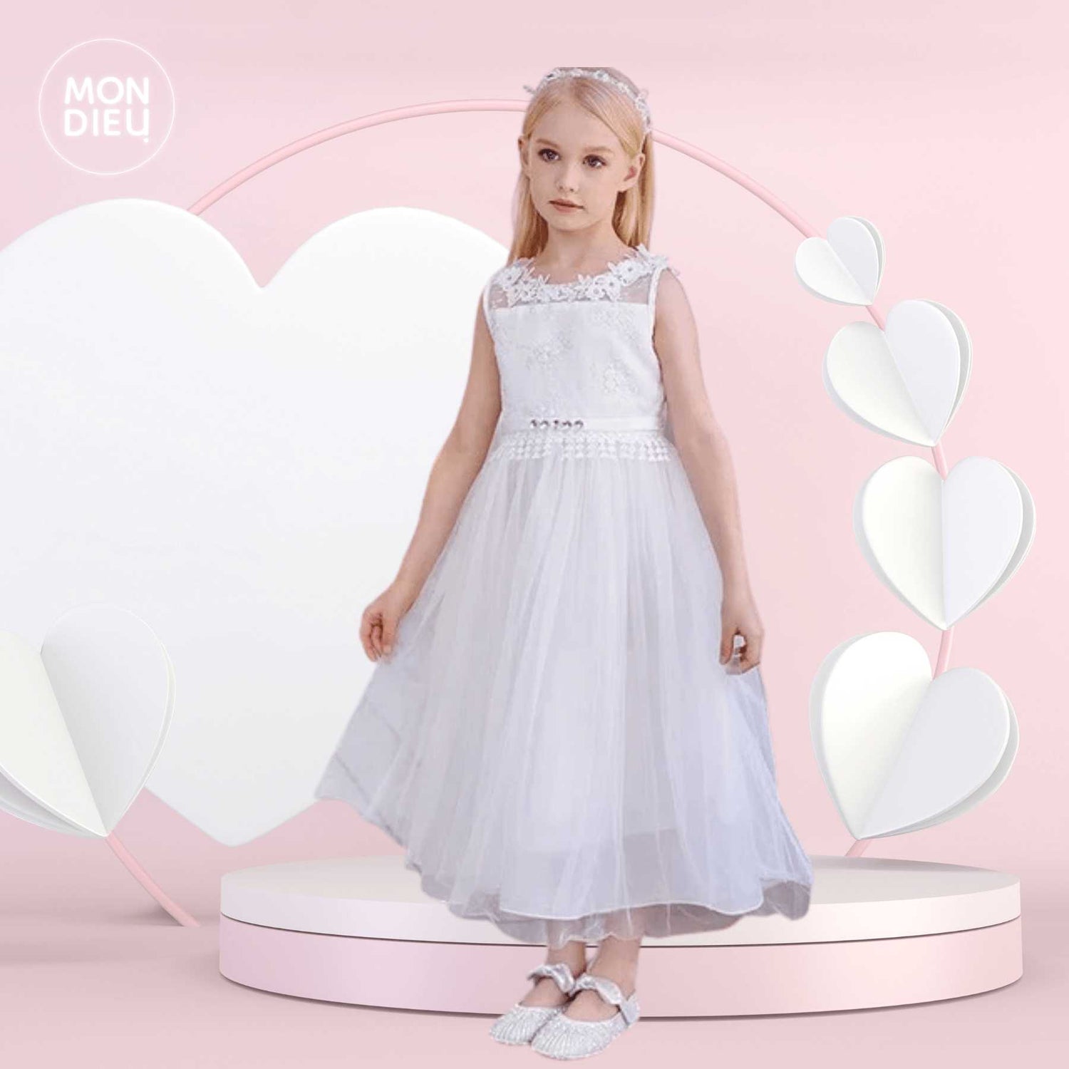 Vestido Erika color blanco para niñas Mon Dieu!
