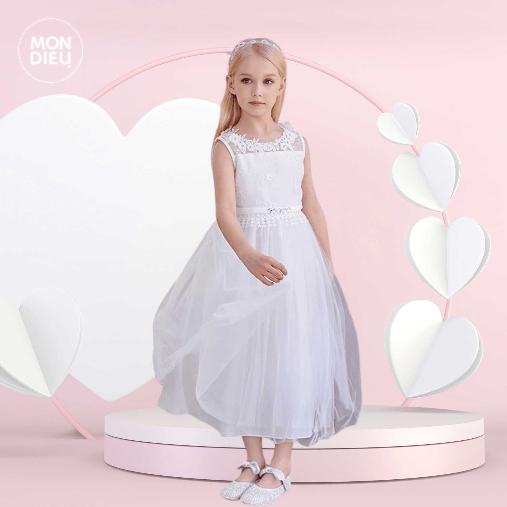 Vestido Erika color blanco para niñas Mon Dieu!