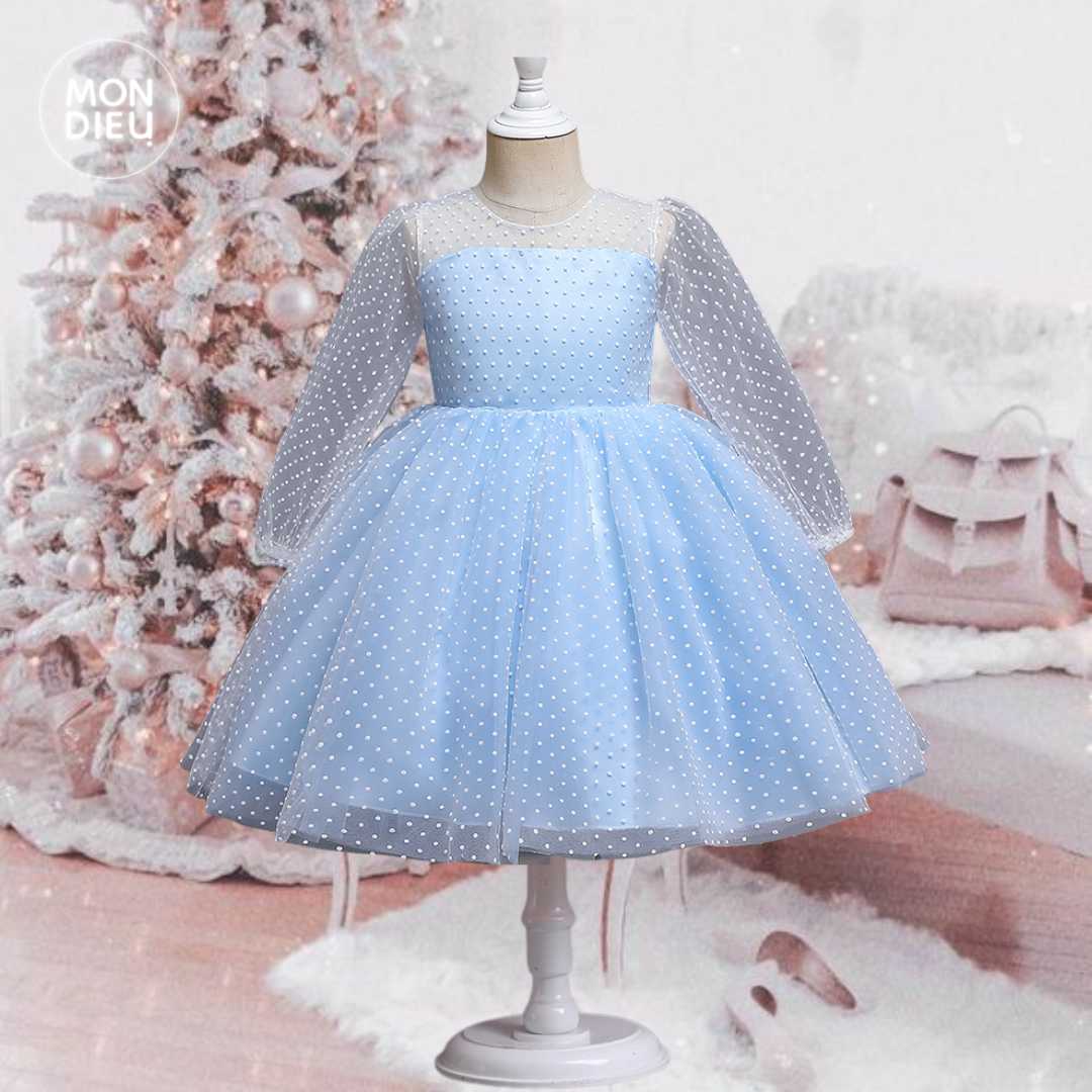 Vestido Fernanda color azul para niñas Mon Dieu!