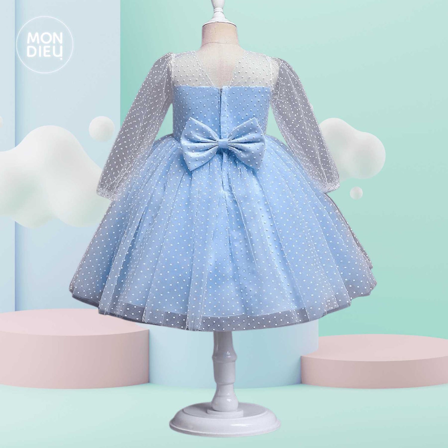 Vestido Fernanda color azul para niñas Mon Dieu!