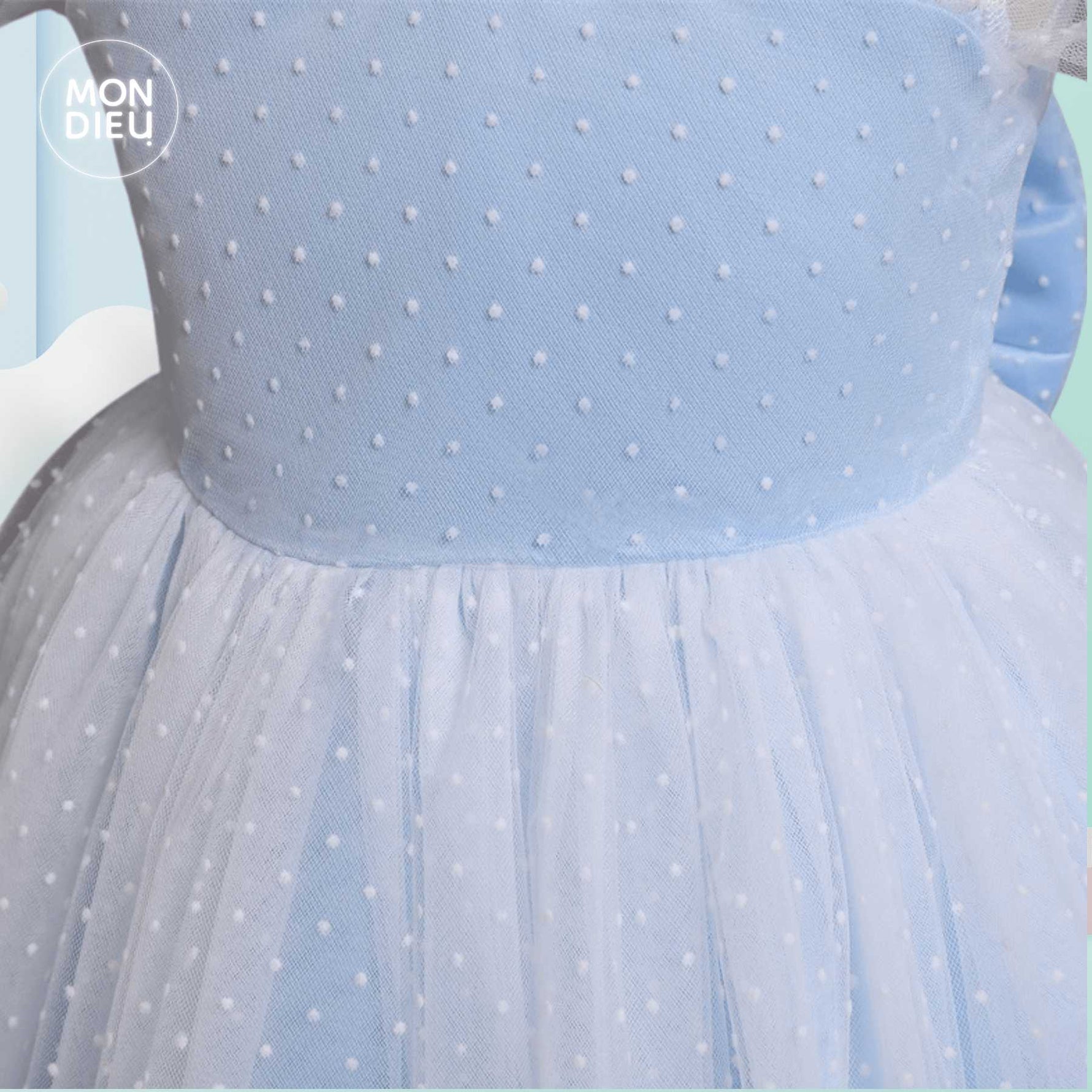 Vestido Fernanda color azul para niñas Mon Dieu!