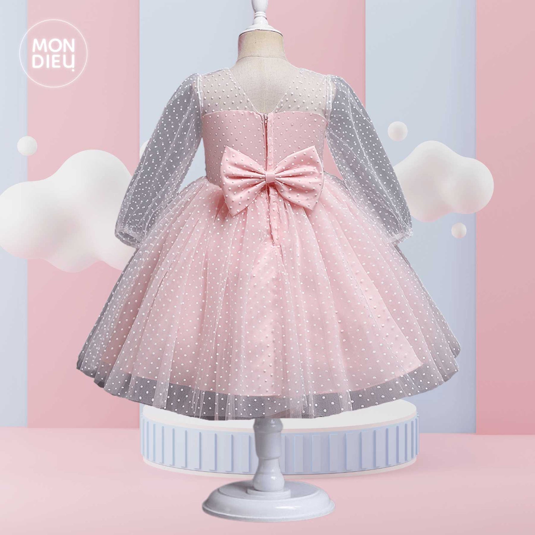 Vestido Fernanda color rosa para niñas Mon Dieu!