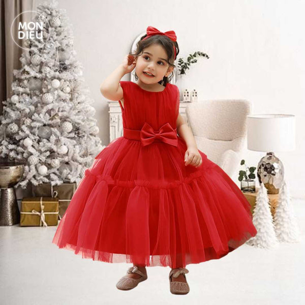 Vestido Hanna color rojo para niñas Mon Dieu!