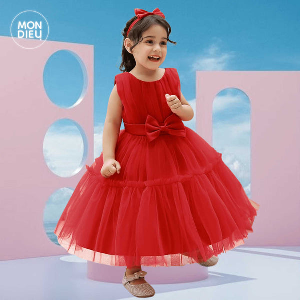 Vestido Hanna color rojo para niñas Mon Dieu!