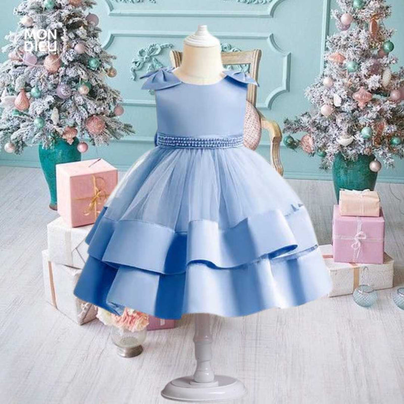 Vestido Keyli color azul para niña Mon Dieu!