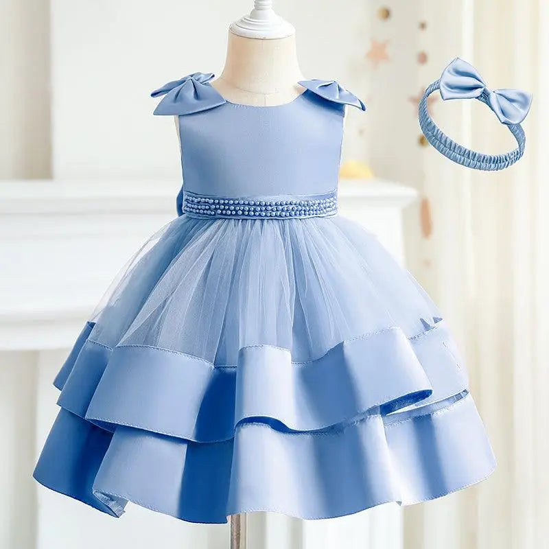 Vestido Keyli color azul para niña Mon Dieu!
