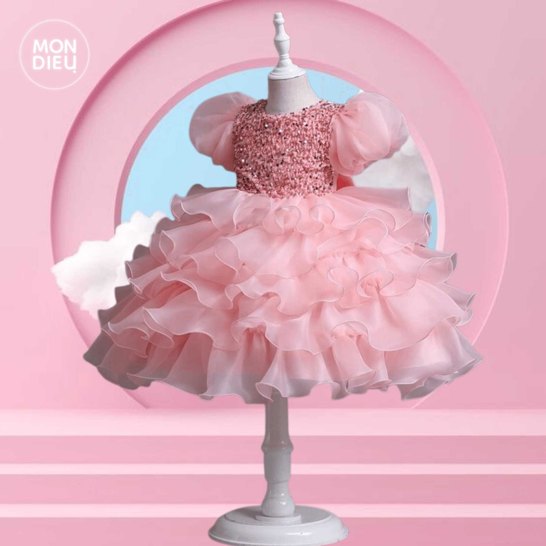 Vestido Lizzy color rosa para niñas Mon Dieu!